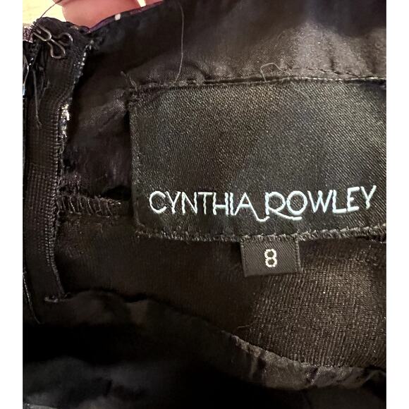 Cynthia Rowley Patchwork Slip Dress Size 8 Black Purple Fairy Whimsy Goth Funky - Picture 7 of 8